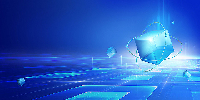 年中總結藍色科技感立方體科幻未來網(wǎng)絡發(fā)展.